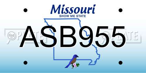 ASB955 Missouri License Plate