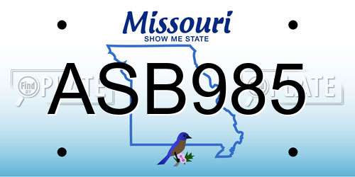 ASB985 Missouri License Plate