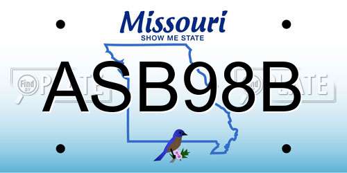 ASB98B Missouri License Plate