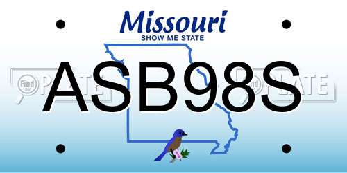 ASB98S Missouri License Plate