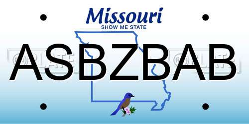 ASBZBAB Missouri License Plate