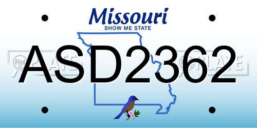 ASD2362 Missouri License Plate