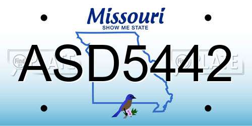 ASD5442 Missouri License Plate