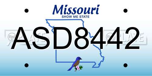 ASD8442 Missouri License Plate