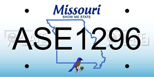 ASE1296 Missouri License Plate