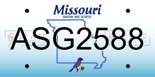 ASG2588 Missouri License Plate