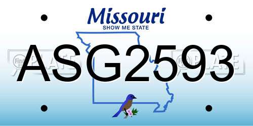 ASG2593 Missouri License Plate