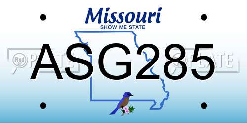 ASG285 Missouri License Plate