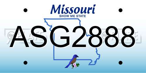 ASG2888 Missouri License Plate