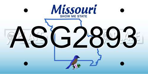 ASG2893 Missouri License Plate