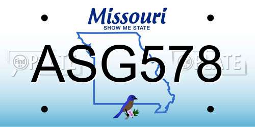 ASG578 Missouri License Plate