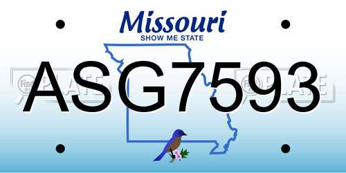 ASG7593 Missouri License Plate