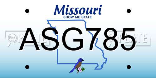 ASG785 Missouri License Plate
