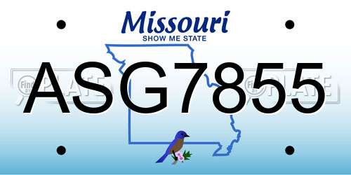 ASG7855 Missouri License Plate