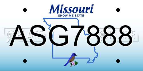 ASG7888 Missouri License Plate
