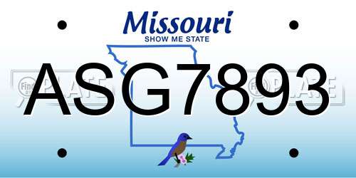 ASG7893 Missouri License Plate