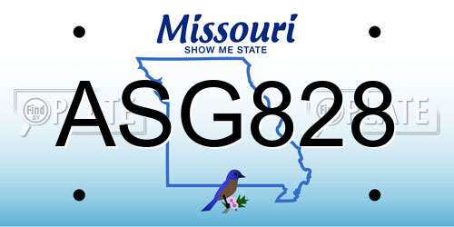 ASG828 Missouri License Plate