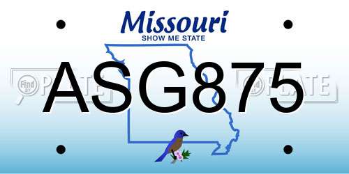 ASG875 Missouri License Plate