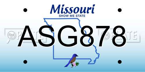 ASG878 Missouri License Plate