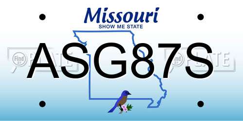 ASG87S Missouri License Plate