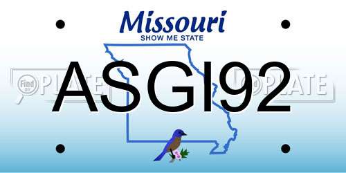 ASGI92 Missouri License Plate