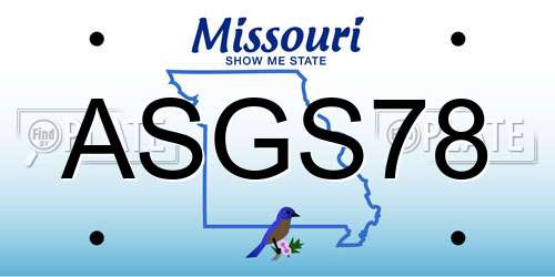 ASGS78 Missouri License Plate