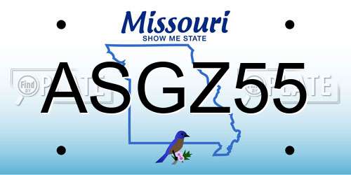 ASGZ55 Missouri License Plate