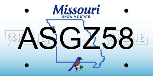 ASGZ58 Missouri License Plate