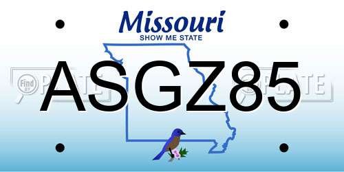 ASGZ85 Missouri License Plate