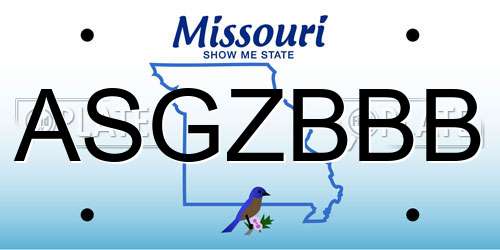 ASGZBBB Missouri License Plate