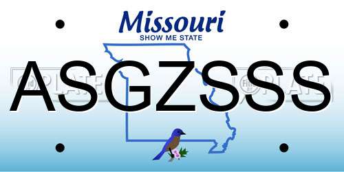 ASGZSSS Missouri License Plate