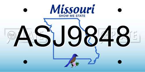 ASJ9848 Missouri License Plate