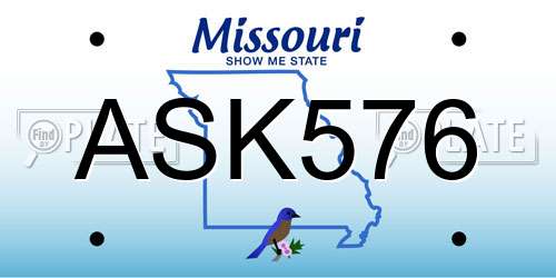 ASK576 Missouri License Plate