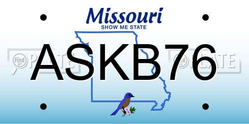 ASKB76 Missouri License Plate