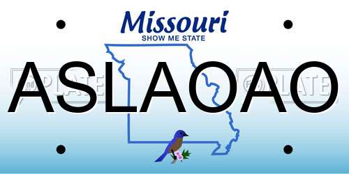 ASLAOAO Missouri License Plate