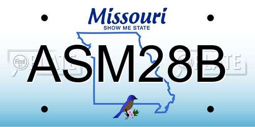 ASM28B Missouri License Plate