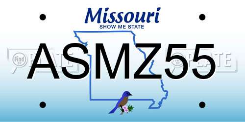 ASMZ55 Missouri License Plate