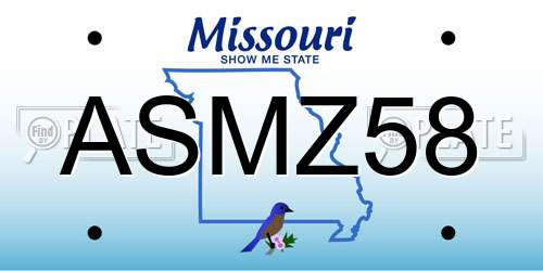 ASMZ58 Missouri License Plate