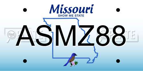 ASMZ88 Missouri License Plate