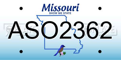 ASO2362 Missouri License Plate