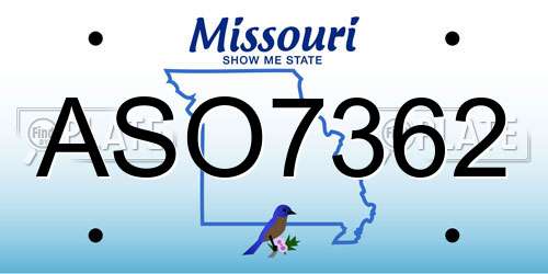 ASO7362 Missouri License Plate