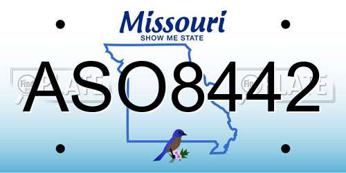 ASO8442 Missouri License Plate