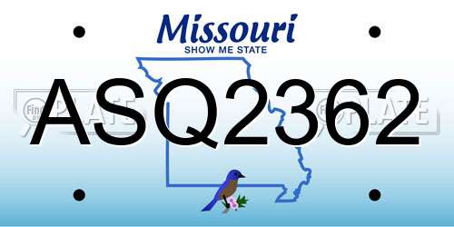 ASQ2362 Missouri License Plate