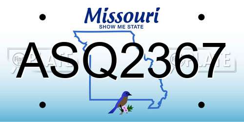 ASQ2367 Missouri License Plate