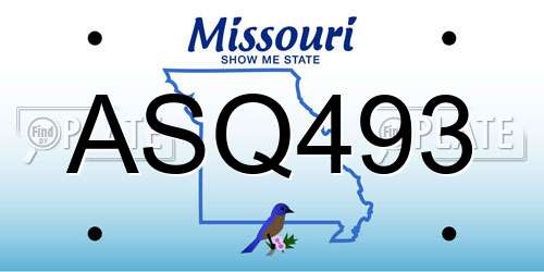 ASQ493 Missouri License Plate