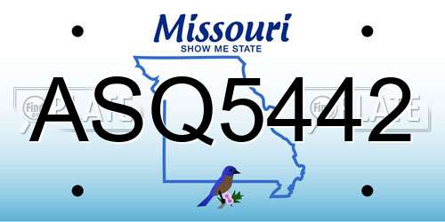 ASQ5442 Missouri License Plate