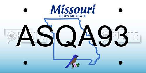 ASQA93 Missouri License Plate