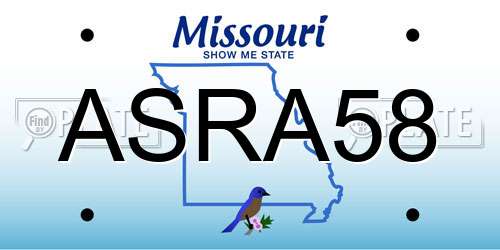 ASRA58 Missouri License Plate