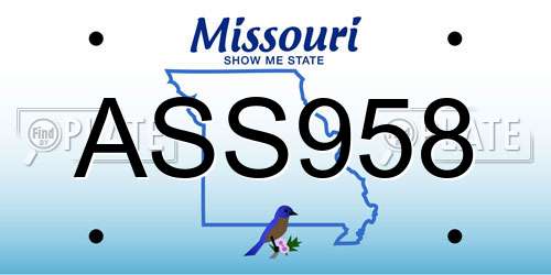 ASS958 Missouri License Plate