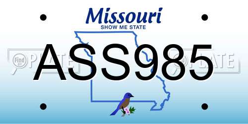 ASS985 Missouri License Plate